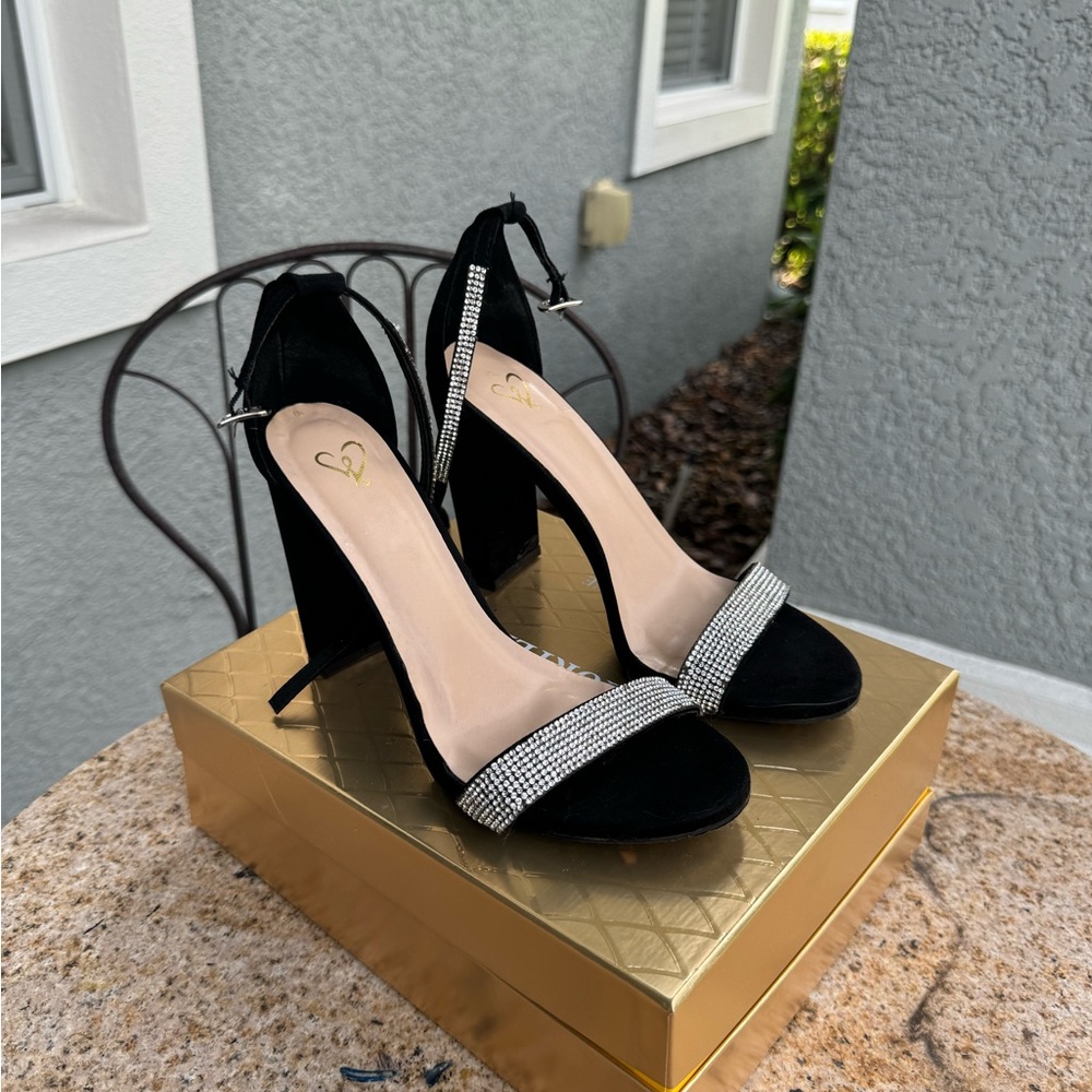 Black Rhinestone Heels